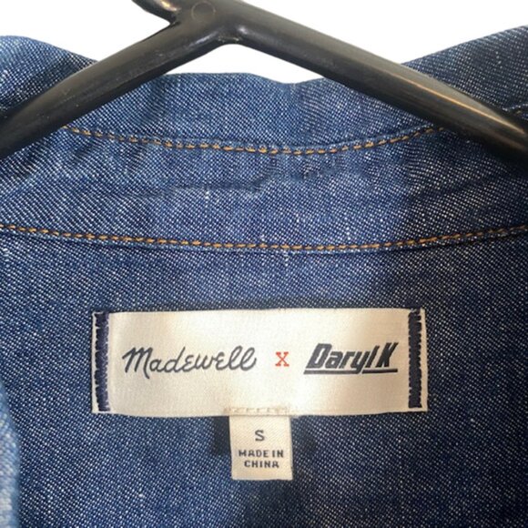 Madewell X Daryl K Blue Denim Long Sleeve Collared Button Down Shirt Women Sz S - Picture 8 of 9